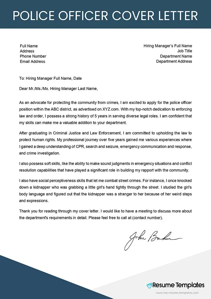 39241 police officer closing cover letter