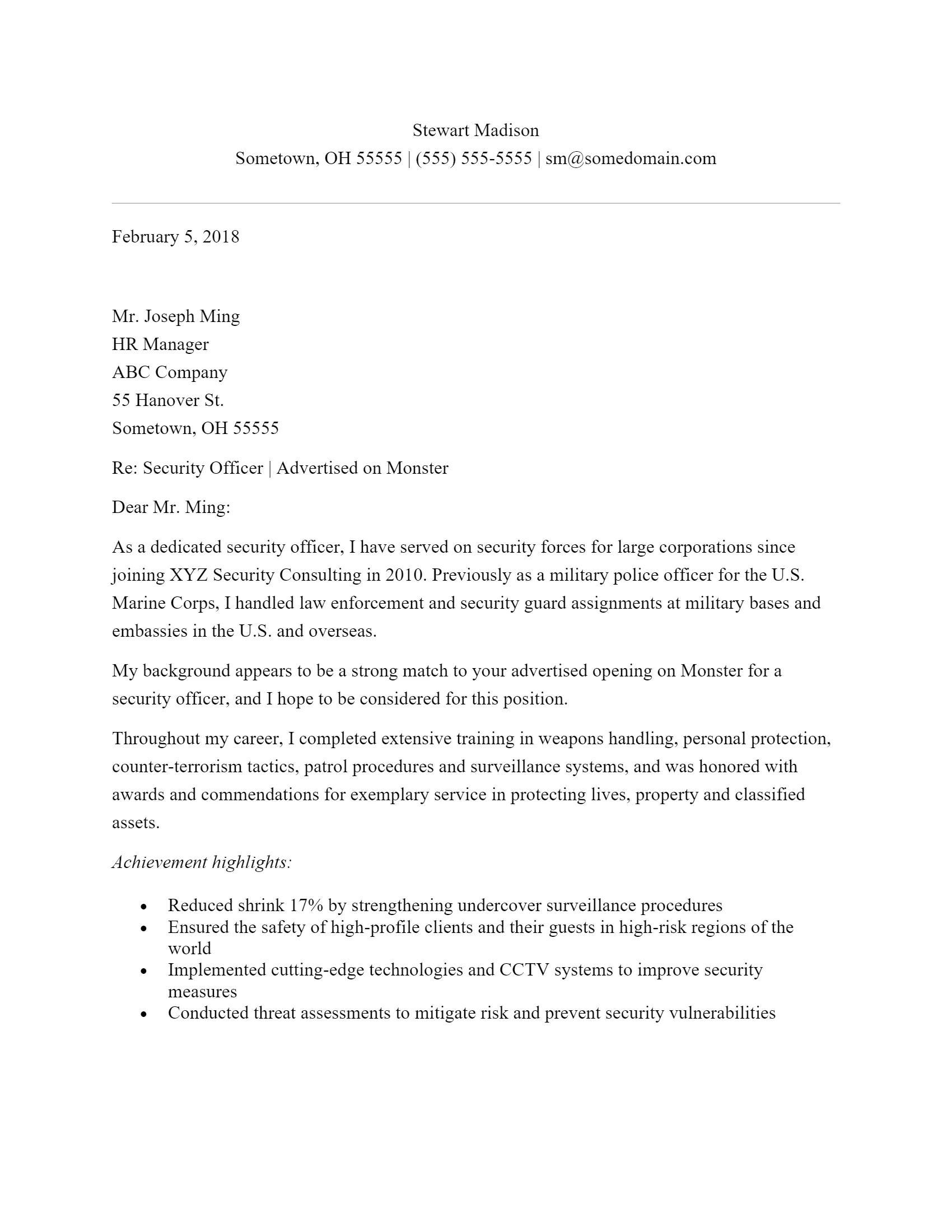 39241 police officer cover letter template