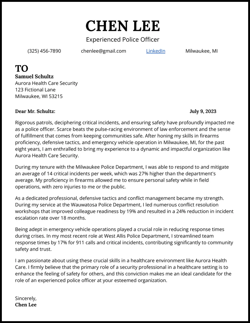 39241 police officer experience