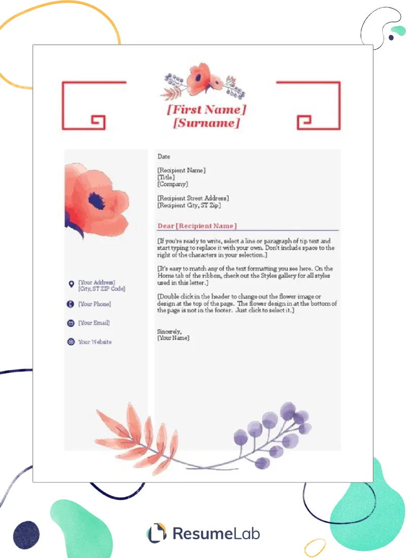 39284 creative cover letter template