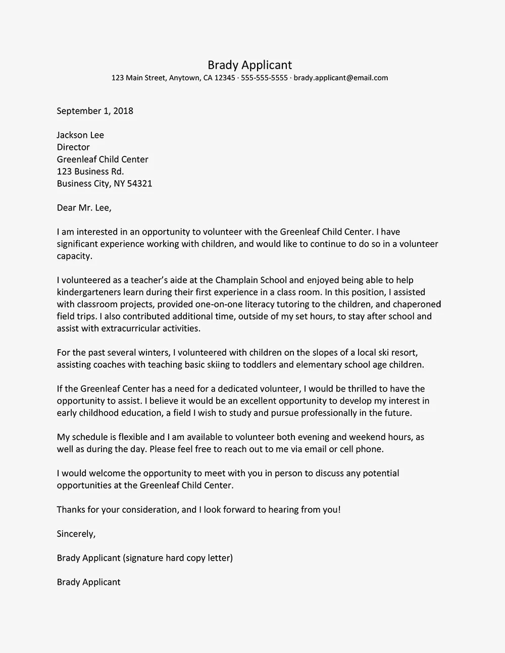 39287 volunteer cover letter header