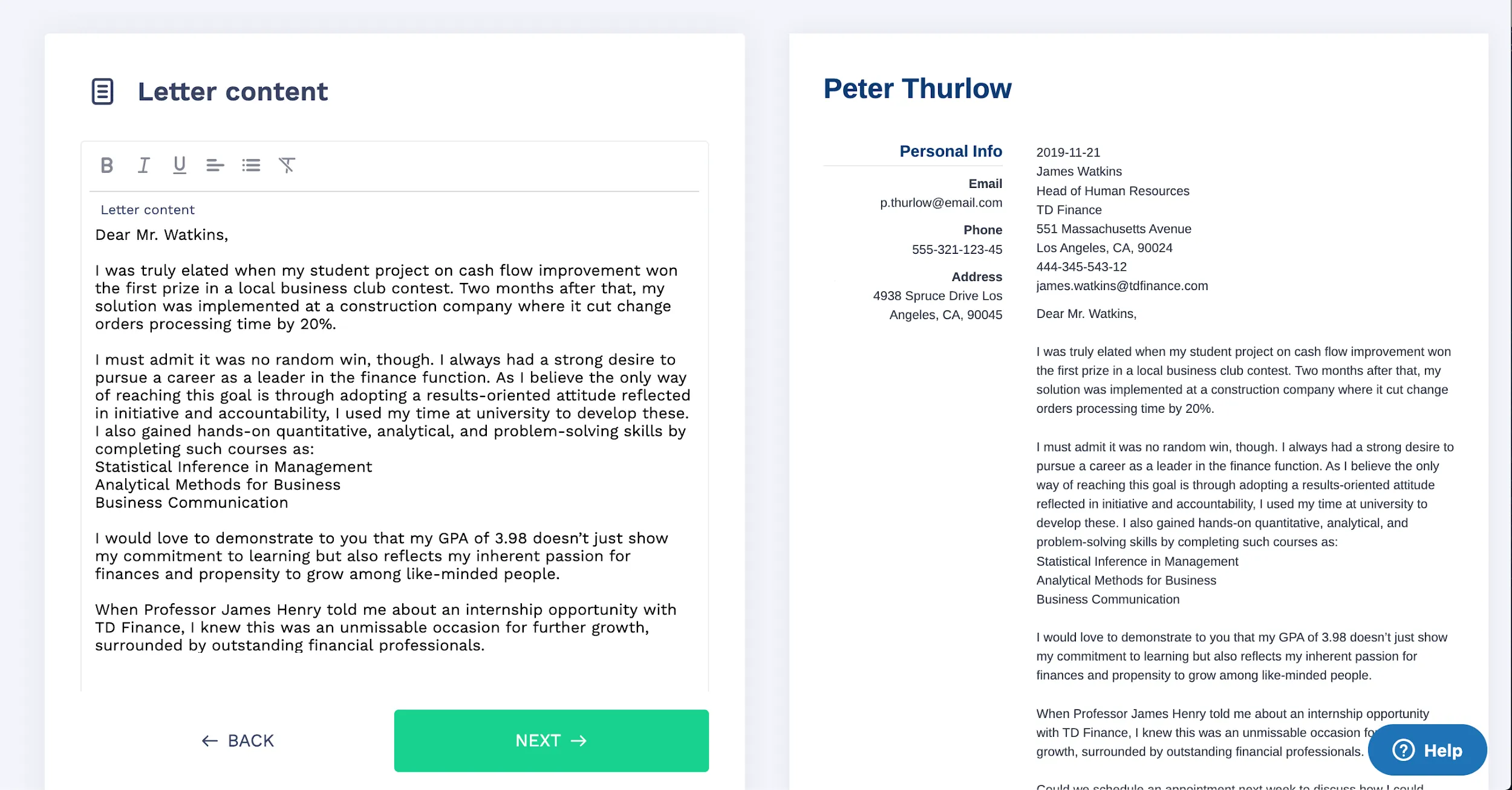 39292 cover letter achievements
