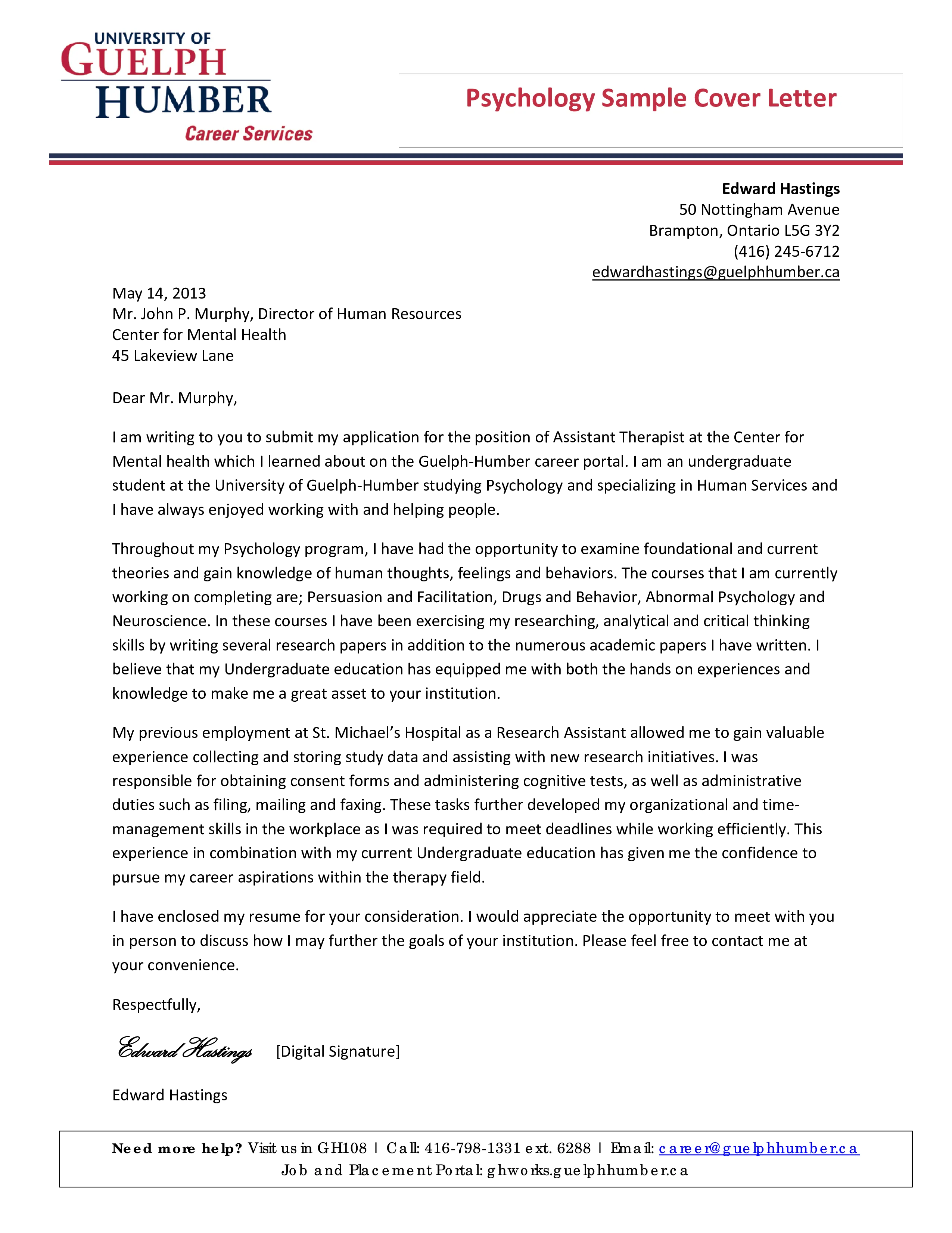 39293 psychology internship cover letter