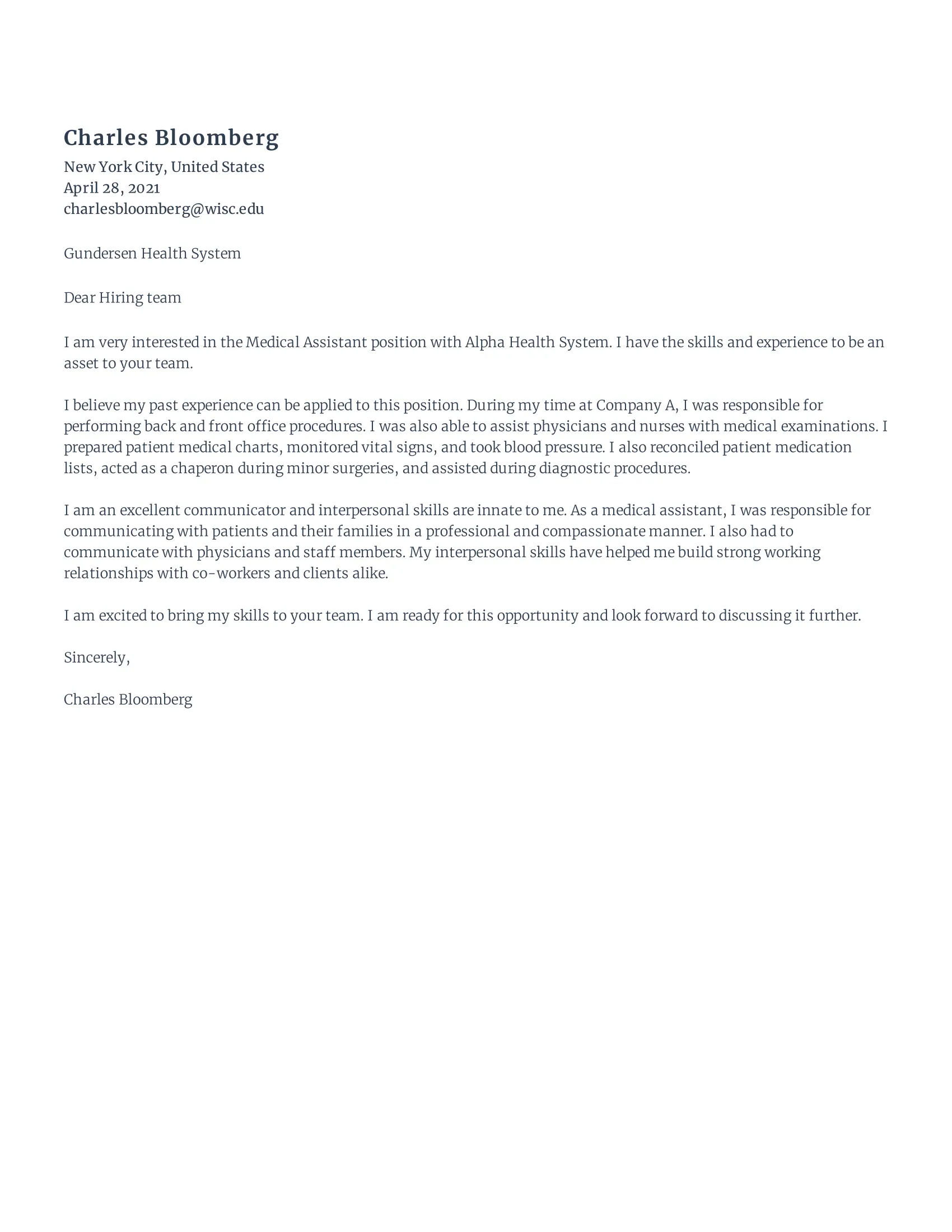 39300 medical assistant cover letter template