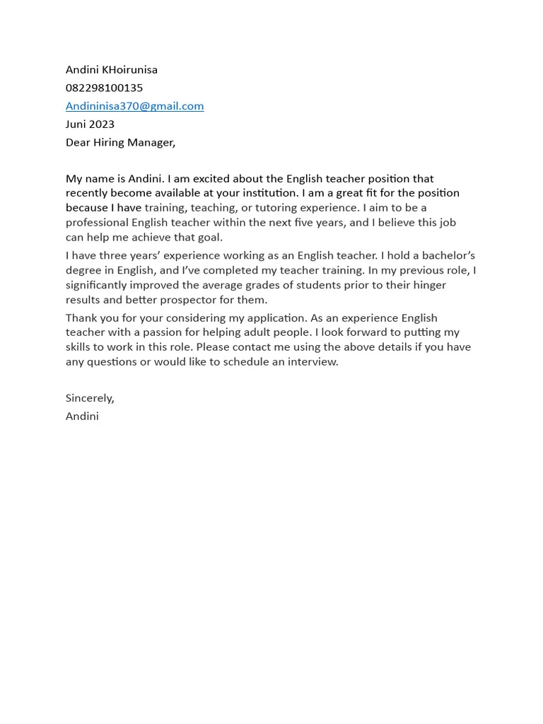 39304 english teacher cover letter example