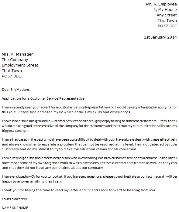 39308 customer service cover letter tips