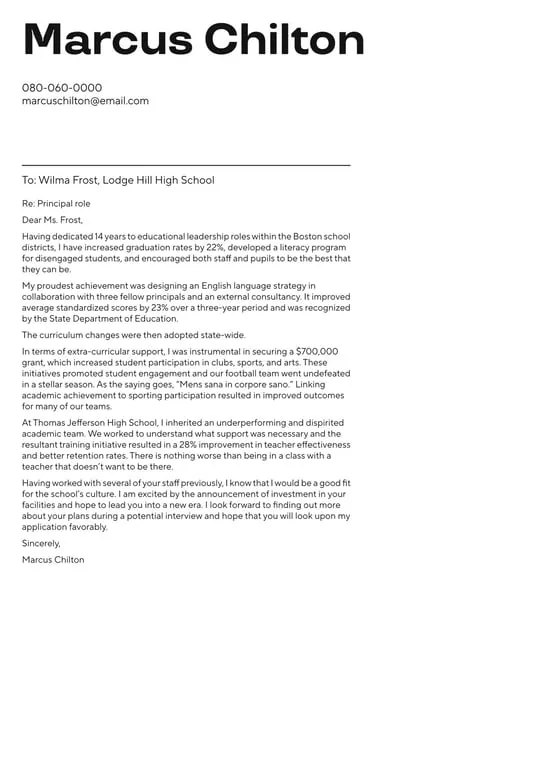 39337 principal cover letter formatting