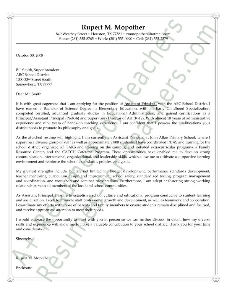 39337 principal cover letter templates