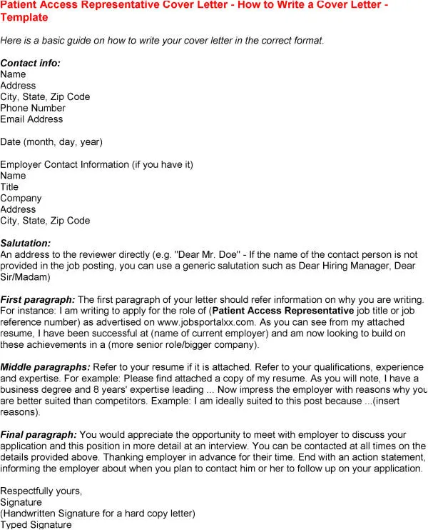 39357 patient access cover letter header