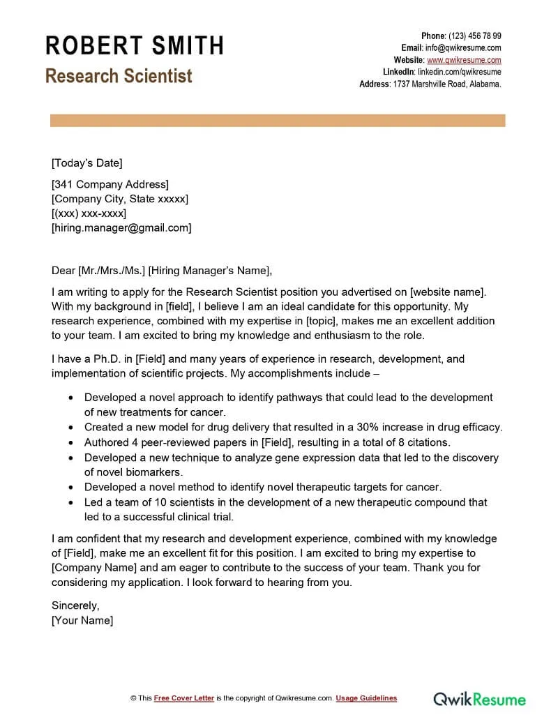 39364 scientist cover letter examples