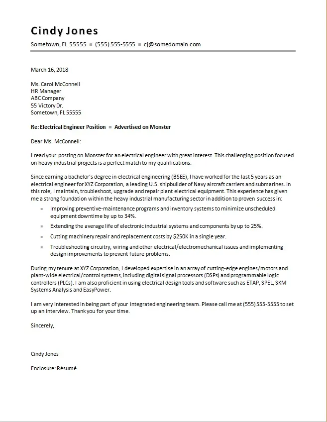 39378 engineer cover letter example