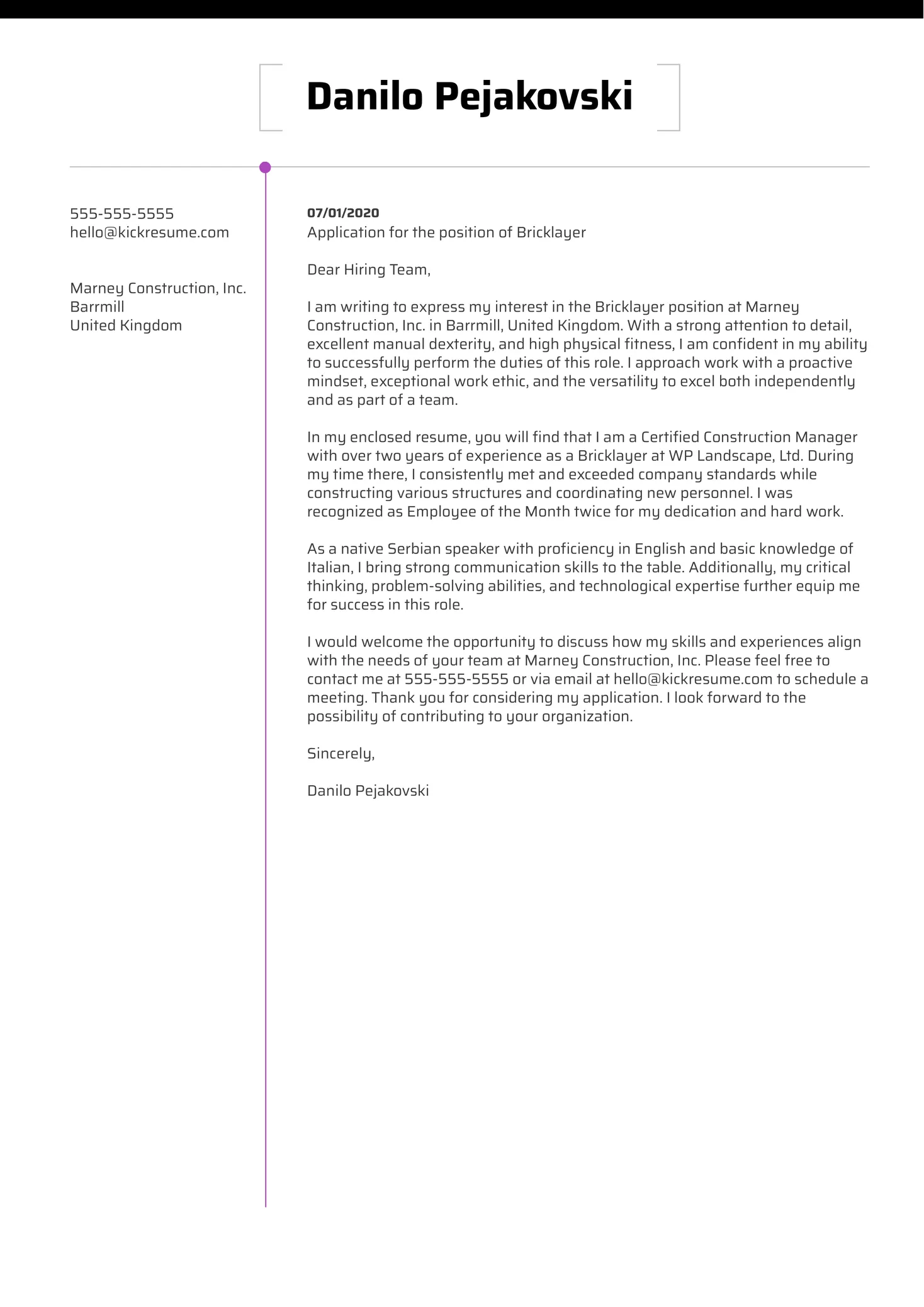 39397 construction cover letter formatting