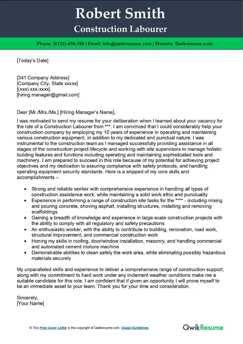 39397 construction worker cover letter