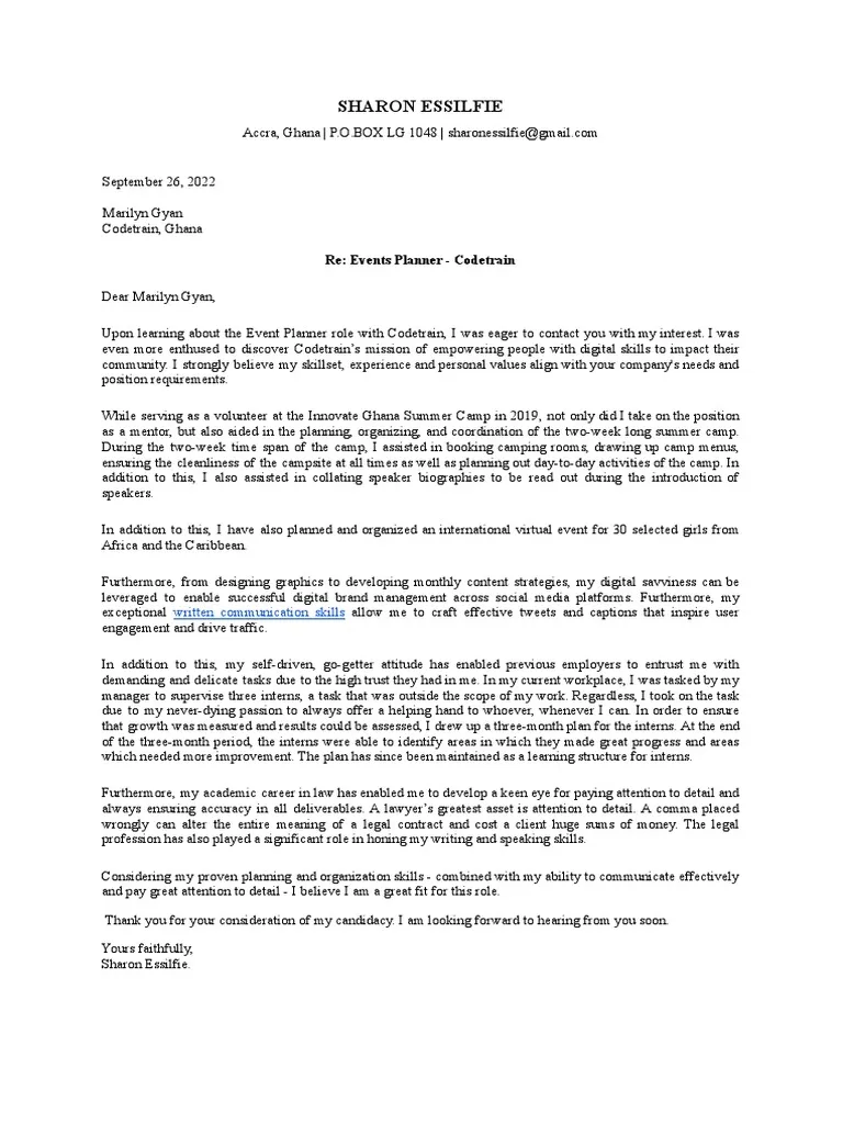 39398 events coordinator cover letter header