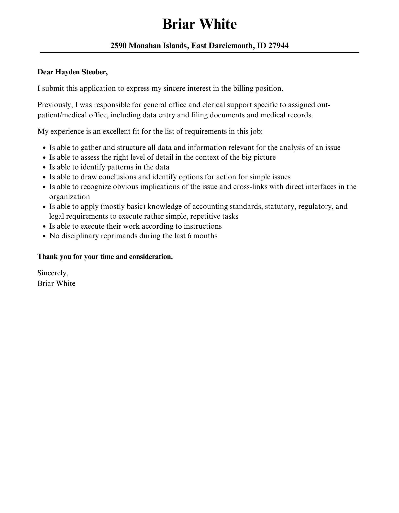 39414 billing cover letter format