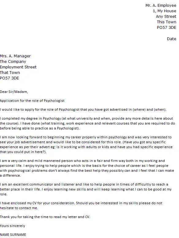 39420 psychology cover letter formatting