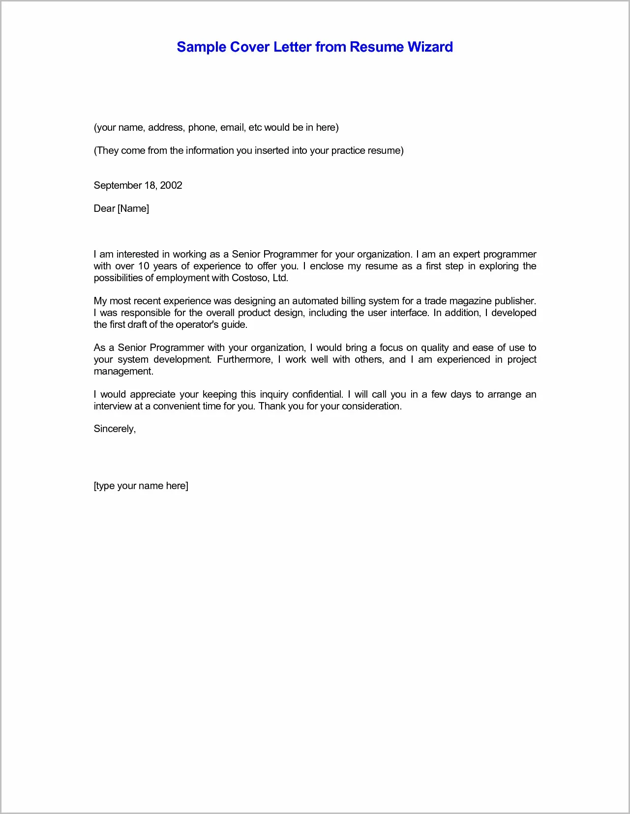 39430 email cover letter experience