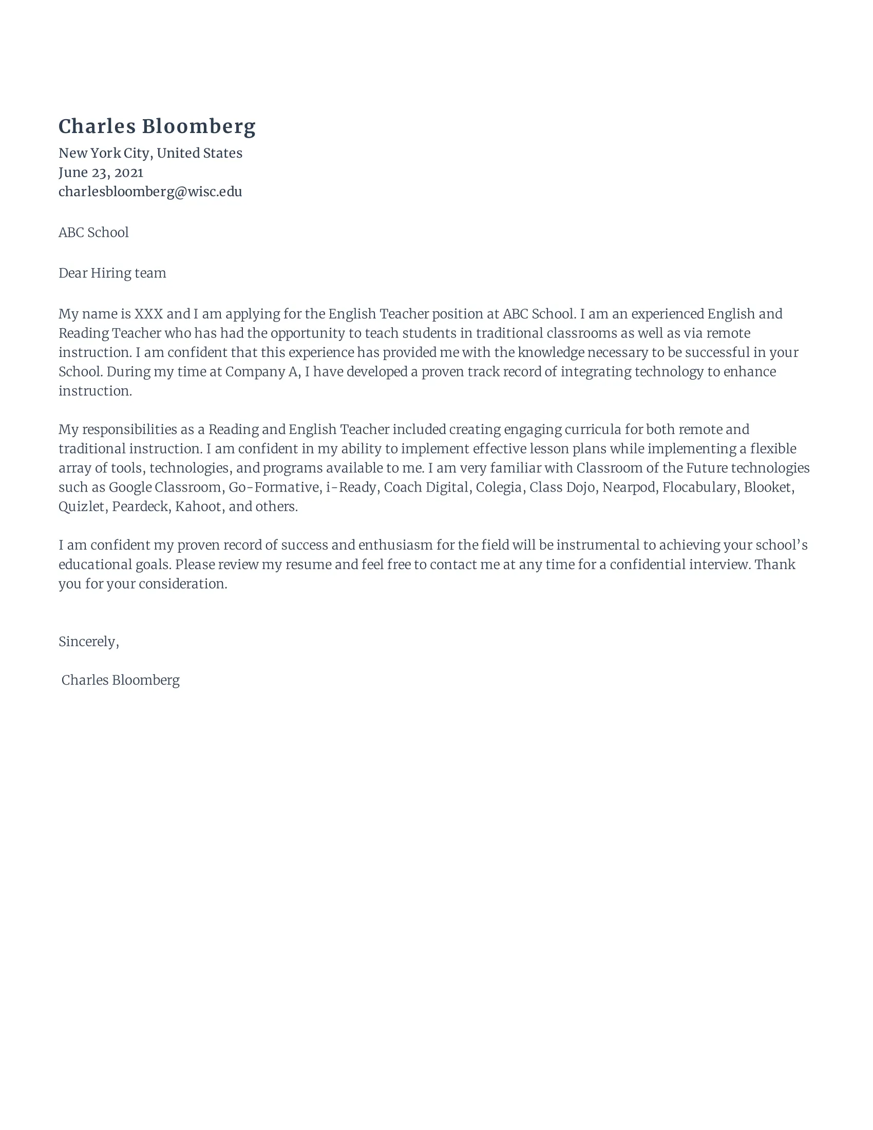 39437 language teaching experience