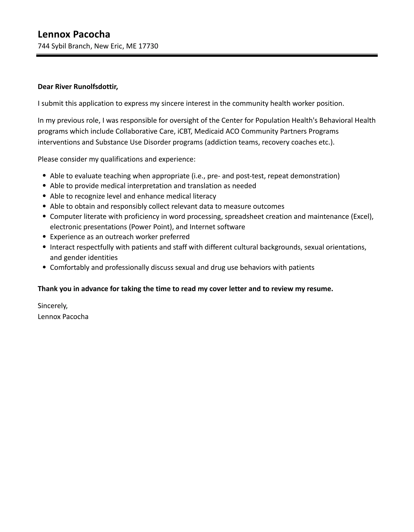 39472 chw relevant experience