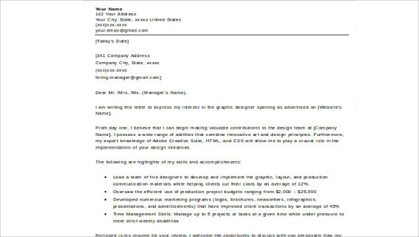 39474 graphic design cover letter portfolio