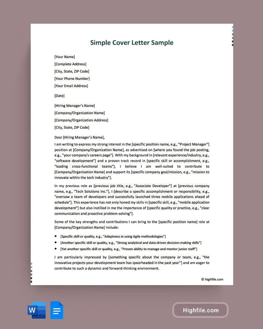39475 cover letter example simple closing