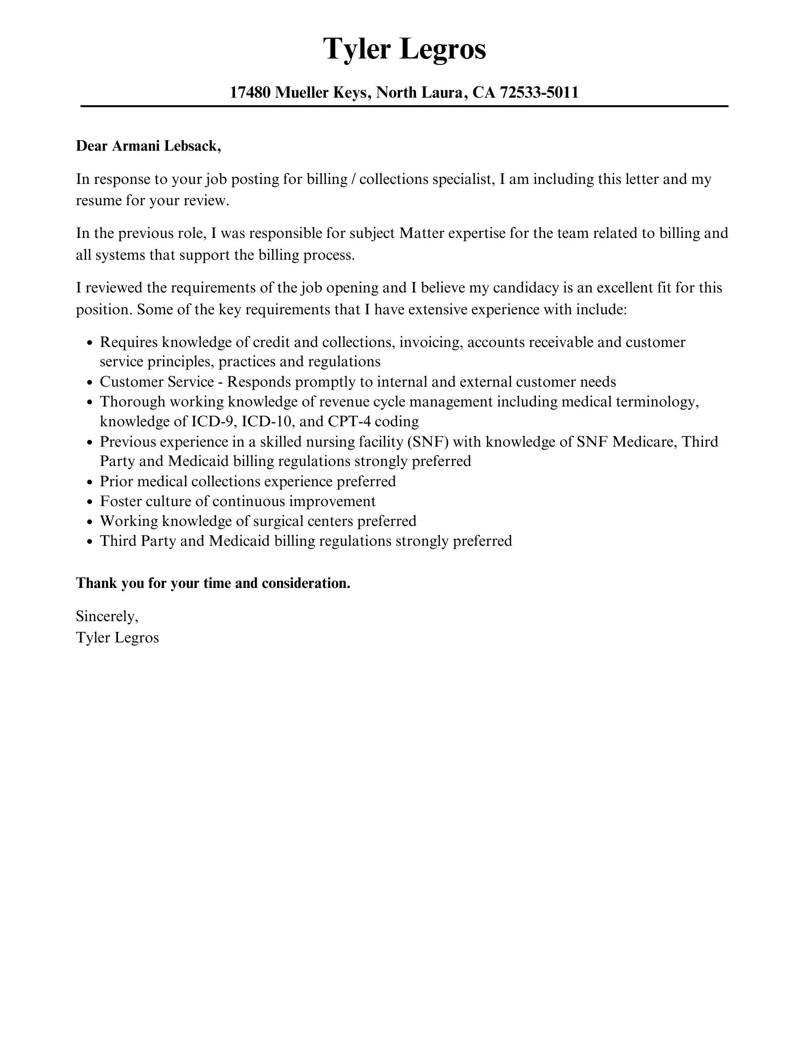 39483 collections specialist cover letter submit