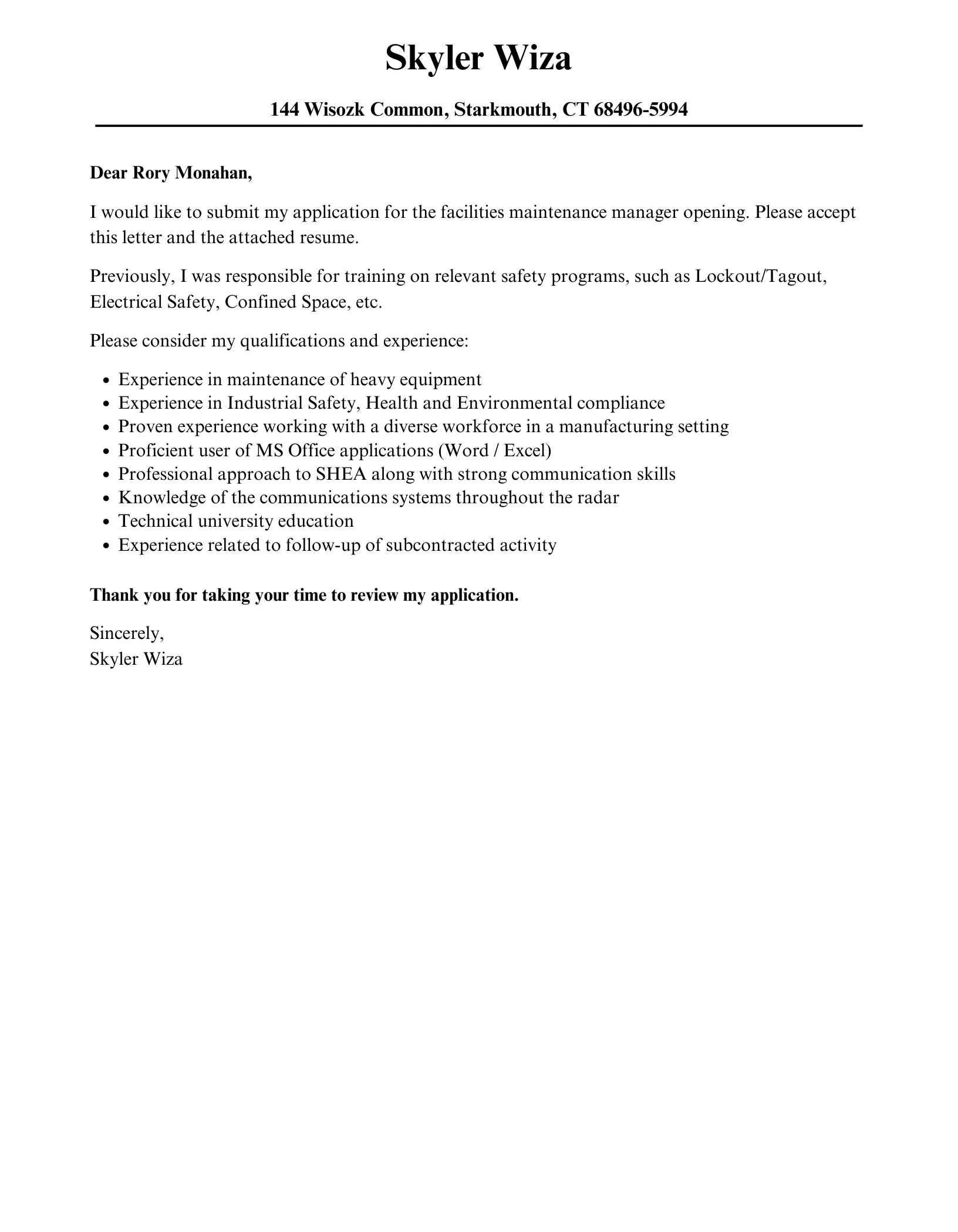 39492 facilities maintenance experience