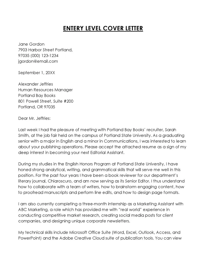 39498 cover letter entry level 5
