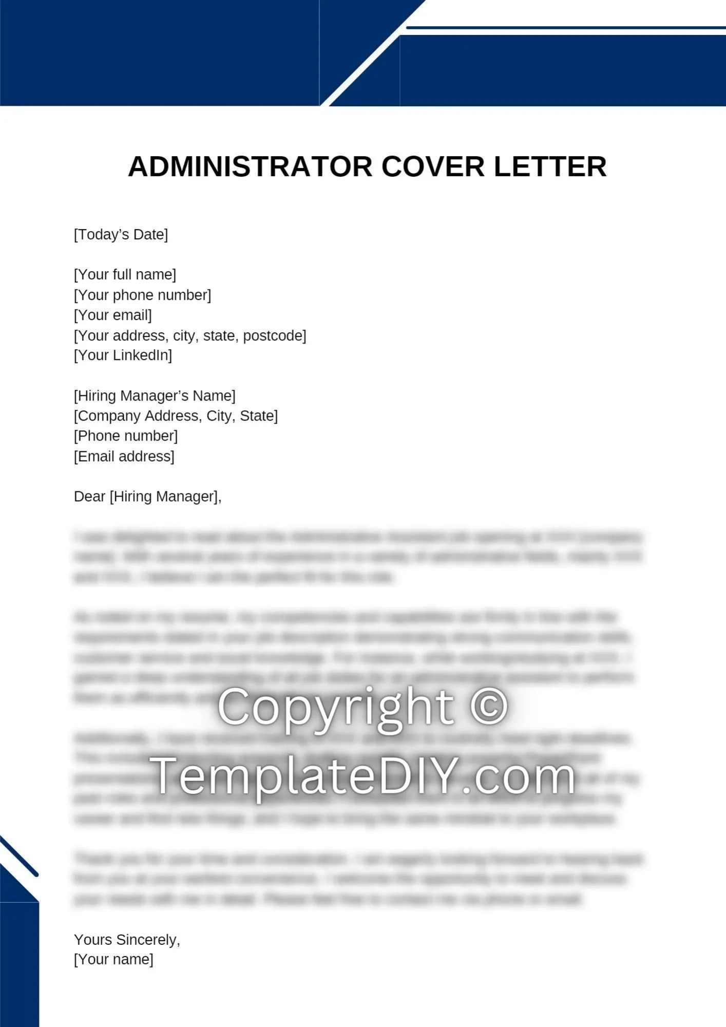 39500 admin cover letter customization