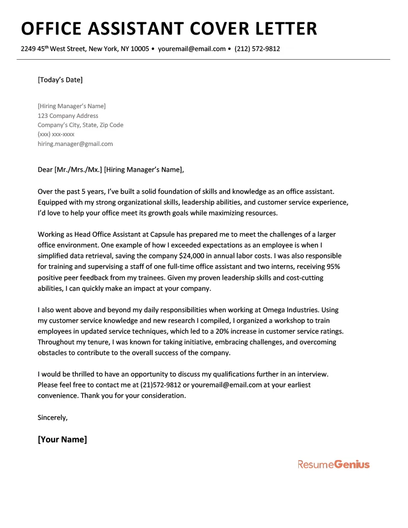 39524 office position cover letter components