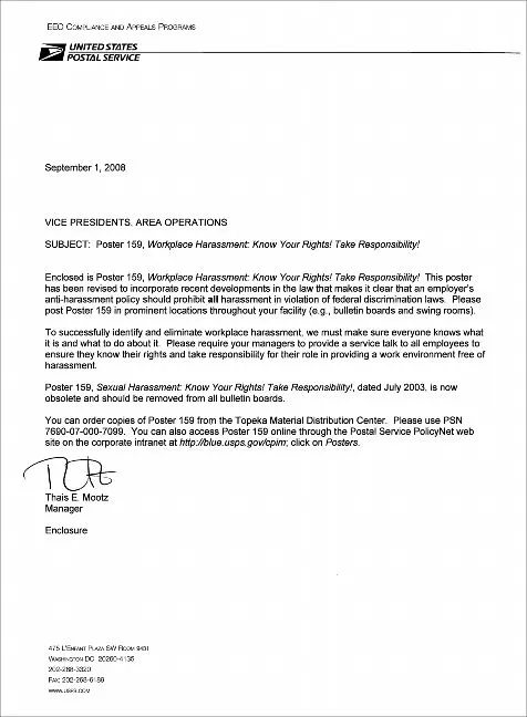 39534 postal service achievement example